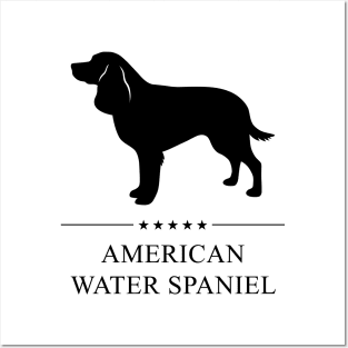 American Water Spaniel Black Silhouette Posters and Art